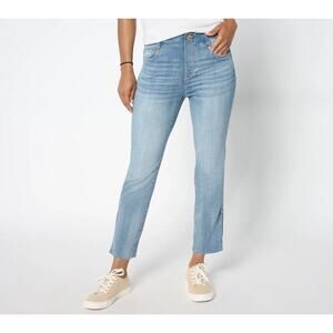 Liverpool Los Angeles Women Gia Glider Pull-On W/Slit Jeans Sz 6 Blue Light Wash